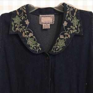 April Cornell vintage denim sleeveless maxi dress